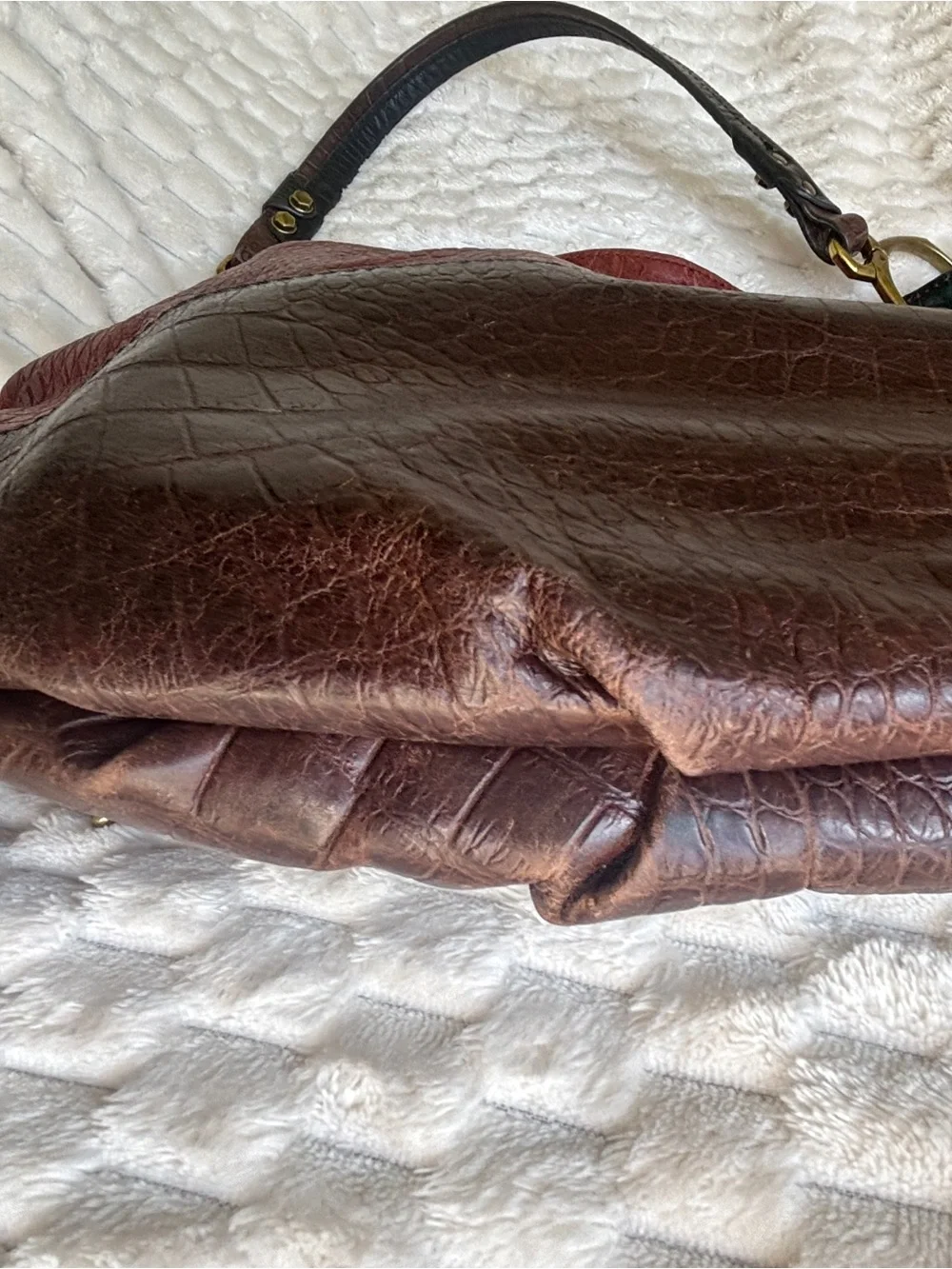 orYANY croc, embossed, leather color block antique gold statement tote